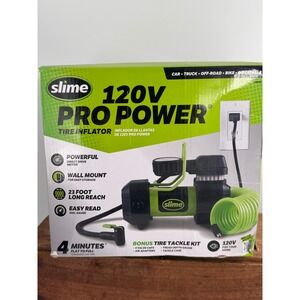 Slime 40045 120V Pro Power Tire Inflator Garage Air Compressor WallMount 100 PSI